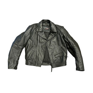 Vintage Teknic Mens Black Leather Armored Perforated Motorcycle Jacket Sz L​​​​